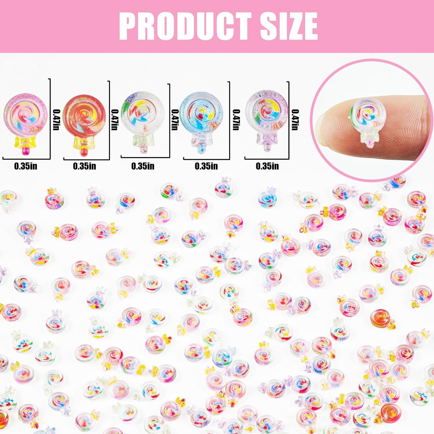 WOZADU 200 PCS Mini Resin Lollipop Figures for Crafts Tiny Resin Candy Miniature Things for Dollhouse Fairy Garden Micro Landscaping Decoration Cake Toppers Decor