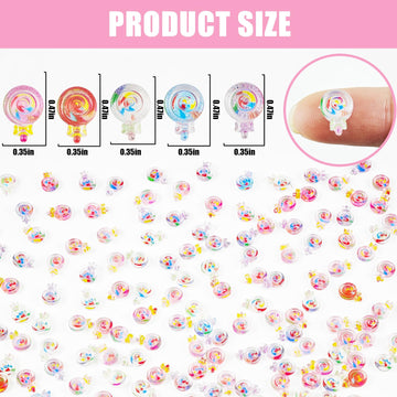 WOZADU 200 PCS Mini Resin Lollipop Figures for Crafts Tiny Resin Candy Miniature Things for Dollhouse Fairy Garden Micro Landscaping Decoration Cake Toppers Decor