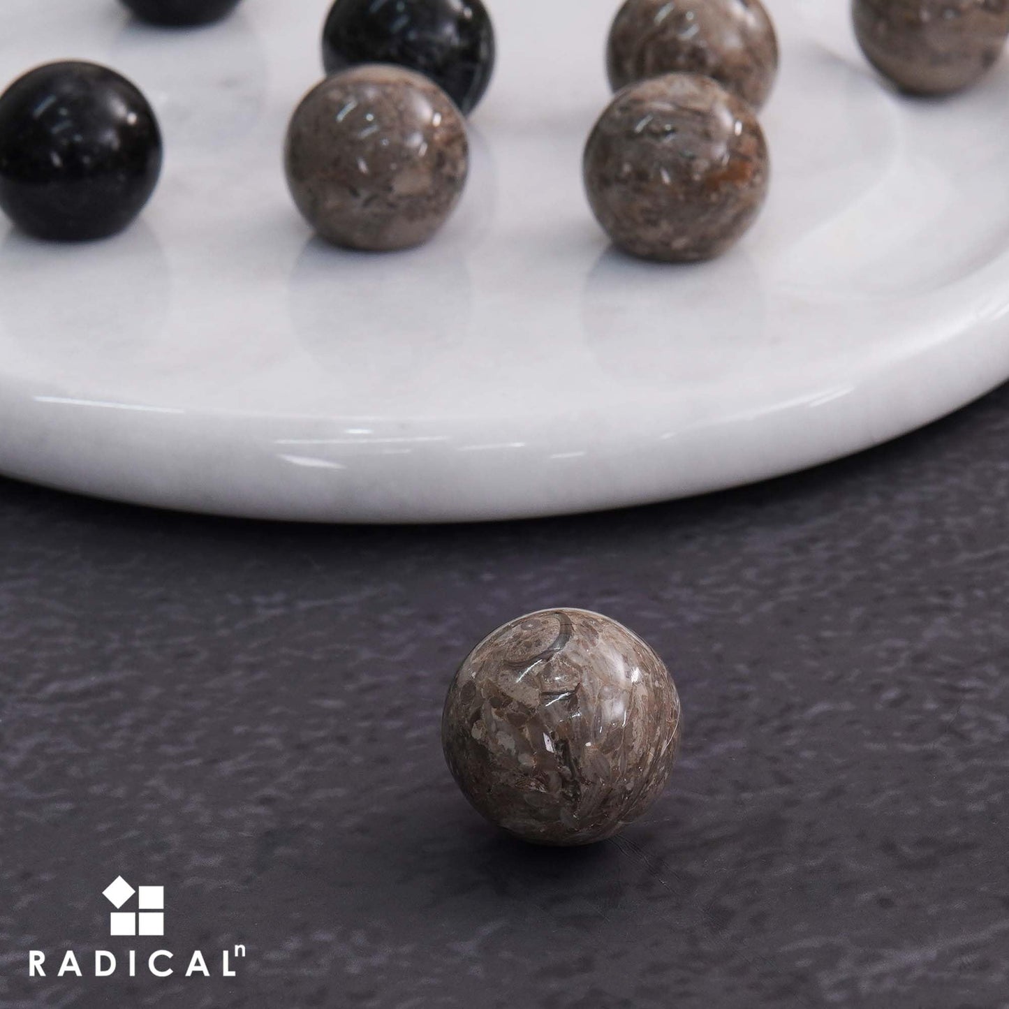 Radicaln Marble Tic Tac Toe 10 Inches Black and Oceanic Handmade Board Game for mature-themed and Family - Ideal Outdoor & Travel Game  Fun Gift for mature-themeds  Best for Coffee Table Centerpiece