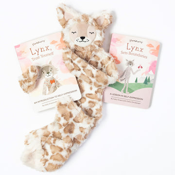 Slumberkins Lynx Snuggler & 2 Board Books Complete Set Bundle | Promotes Self-Expression, Mindfulness & Boundaries | Social Emotional Development (Lynx Snuggler Plush + 2 Board Books)