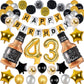Naninuneno 43Th Gold Birthday Decorations, Gold Black Silver Happy Birthday Balloons Supplies For Boy Men Girl Women, 43 Birthda