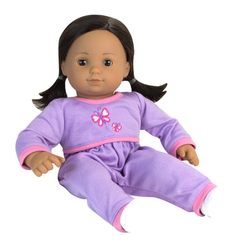 Sophia'S Long Sleeve Embroidered Butterfly One Piece Bodysuit For 15 Inch Dolls, Lavender