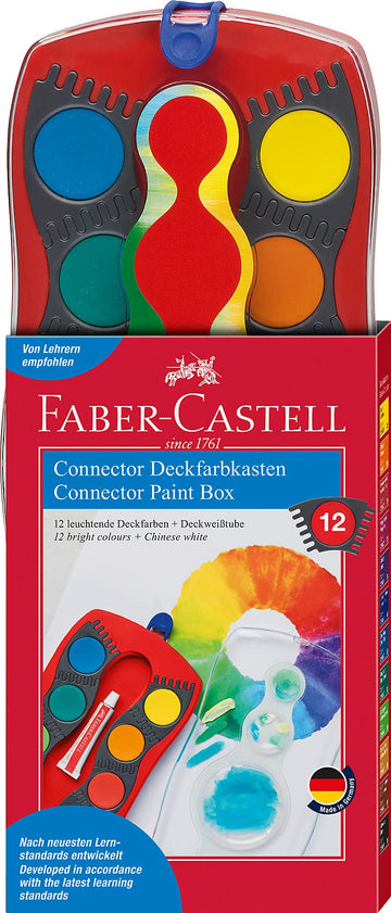 Faber-Castell Connector Watercolor Paint Set for Kids - 12 Watercolor Paint Colors, Watercolors for Kids Ages 6-8+, Multicolor