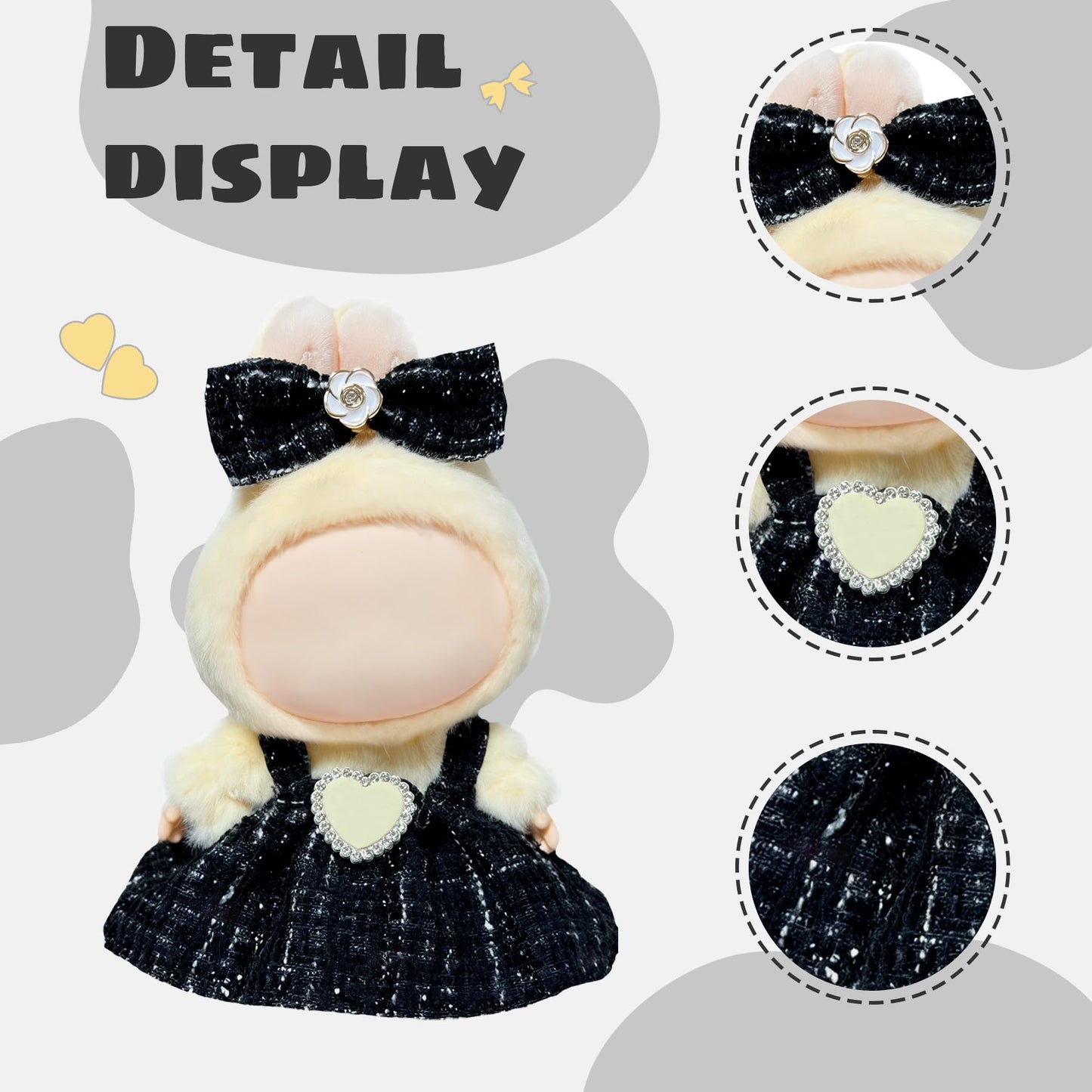 17cm Doll Clothes Set & Outfit Set for 17cm Dolls - enhanced Dresses with Accessories  Doll Clothing Set Replacement (No Doll)  Black