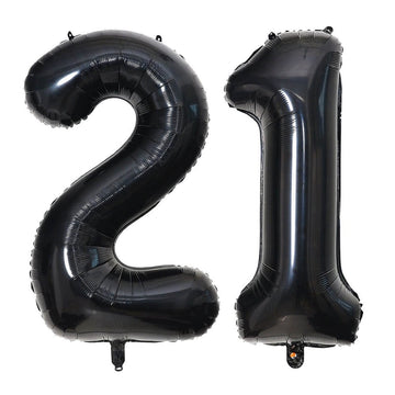 40 Inch Black 21 Number Balloons Giant Jumbo Huge 12 Or 21 Foil Mylar Helium Number Digital Balloons Black Birthday Mylar Digita