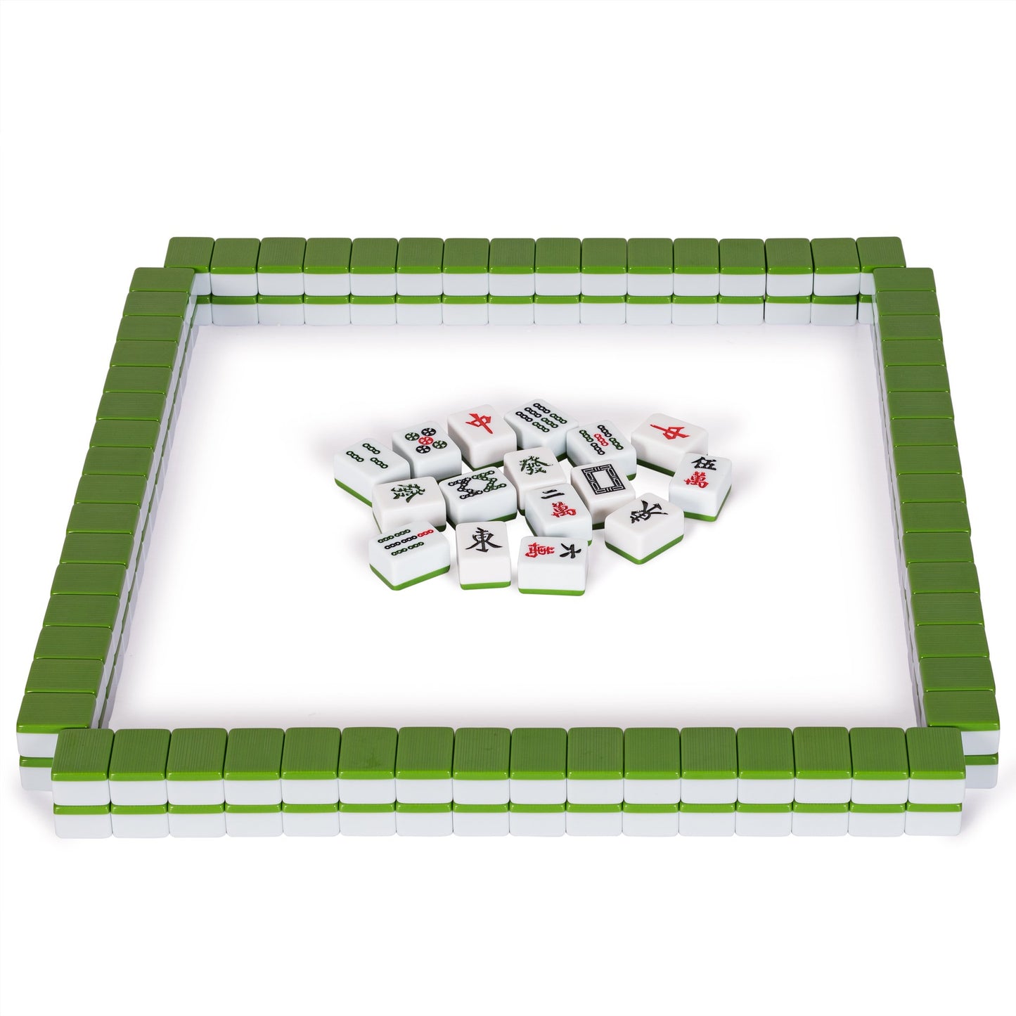 Yellow Mountain Imports Mahjong Game Set, Double Happiness, Green, 146 Tiles, Melamine, 1.3 x 1 x 0.7 inches, Model FX-CM004-A