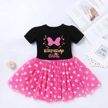 Imekis Mouse 2Nd 3Rd Birthday Outfit Baby Girls Dress Polka Dots Mini Tutu Headband Two Three Years Old Cake Smash Photo Shoot T