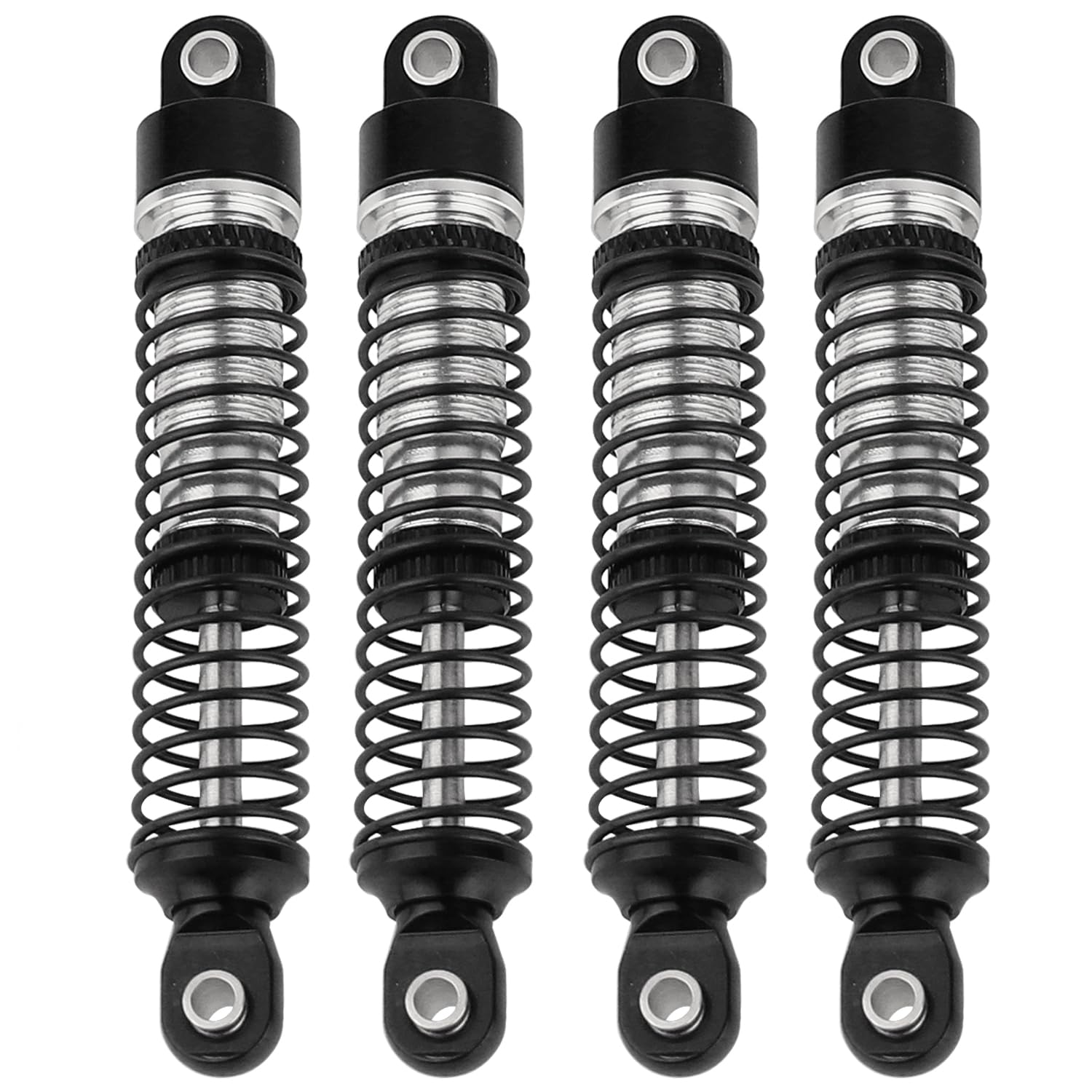 RZXYLRC 4PCS 59mm Aluminum Shocks Absorbers Long Threaded Oil Damper for 1/18 RC Crawler TRX4M TRX4-M Upgrade Parts (black)