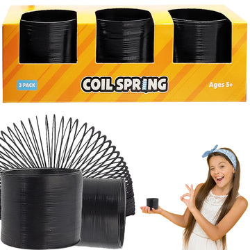 The Dreidel Company Black Metal Coil Spring, Goody Bag Fillers, Party Favor For Kids, Variety Of 2.4' (60Mm) Individually Boxed (3-Pack)