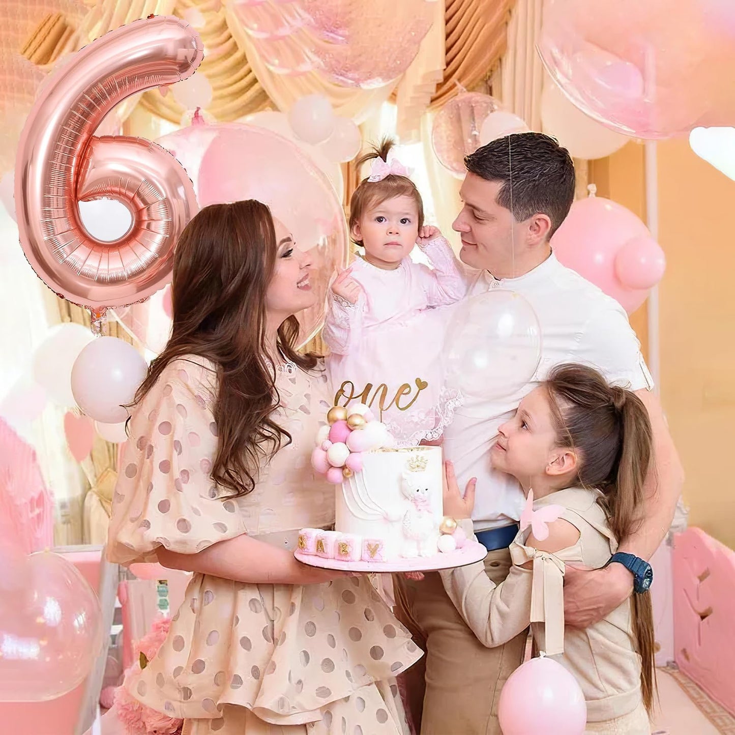 6 Number Balloon Rose Gold 40 Inch Big Foil Mylar 6Th Balloons For 6 Year Old Boy Girl Birthday Party Decorations Wedding Annive