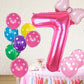 Kwuz 40 Inch Pink Number 7 Balloon with Mini Bow Balloon for Girls 7th Birthday Decorations, Pink Girl Mouse Princess Western Co