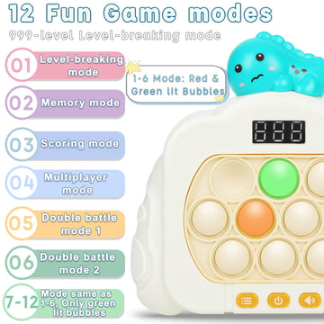 HLXY Quick Push Pop Game Fidget Toy - 12 Modes LED Light, Medium Green, ABS - Ideal Christmas Gift for Kids 6-12 Years Old