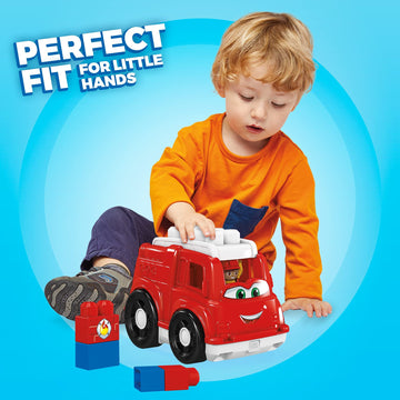 Mega Bloks First Builders Toddler Building Blocks Toy Set, Freddy Firetruck With 6 Pieces And Storage, 1 Figure, Red, Ages 1+ Years