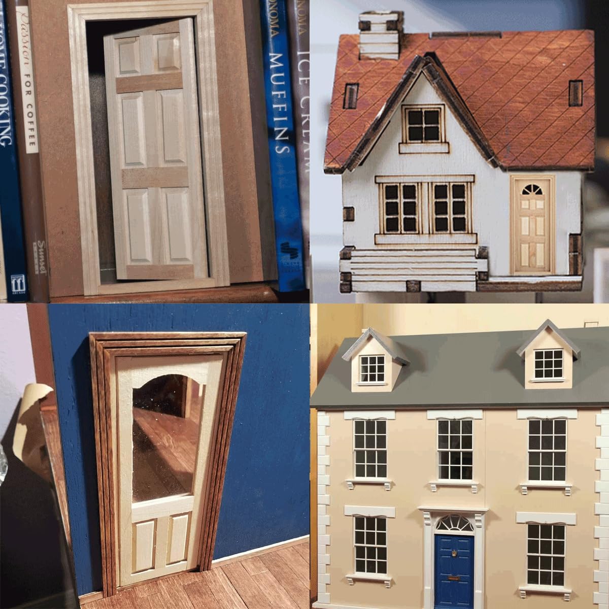 Dollhouse Windows, Wooden Miniature Dollhouse Furniture Window Frame For Dolls Houses Decoration-1: 12 Scale