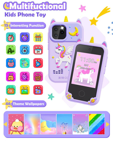 Kids Phone Toys For Girls Ages 5-7, Christmas Birthday Gifts For 5 6 7 8 Year Old Girls, Hd Dual Camera Kids Smart Phone For Tod