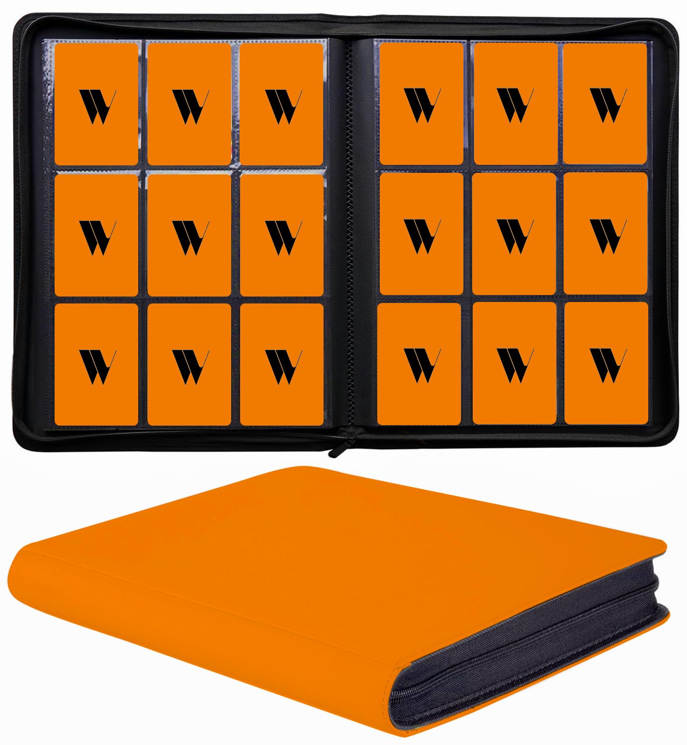enhanced 9-Pocket Zippered Trading Card Binder  540 Pockets Double-Sided Side-Loading Card Organizer Album  PU Leather Card Holder Protector for MTG  TCG  Sports Cards Orange