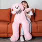 Morismos Giant Teddy Bear 5Ft, Huge Teddy Bear Pink 55Inch, Life Size Bears For Girlfriend Girls On Christmas Valentine'S Day