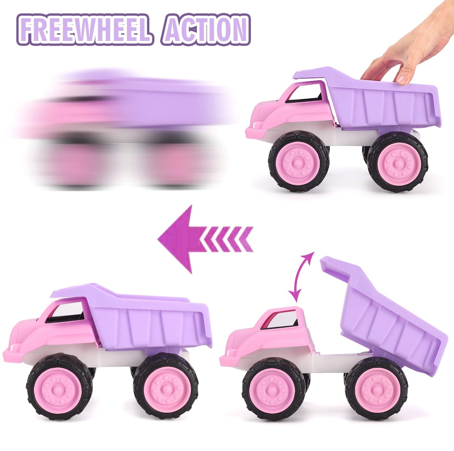 Liberty Imports Big Plastic Dump Truck in Pink Color for Toddlers and Girls - Large Tilting Dumper, Free Play Toy Vehicle for Ki