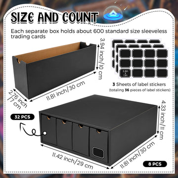 Resurhang 8 Sets 32 Pcs Trading Card Storage Box 19200+ Card Collection Storage With Separate Boxes And Label Stickers Soccer Sp