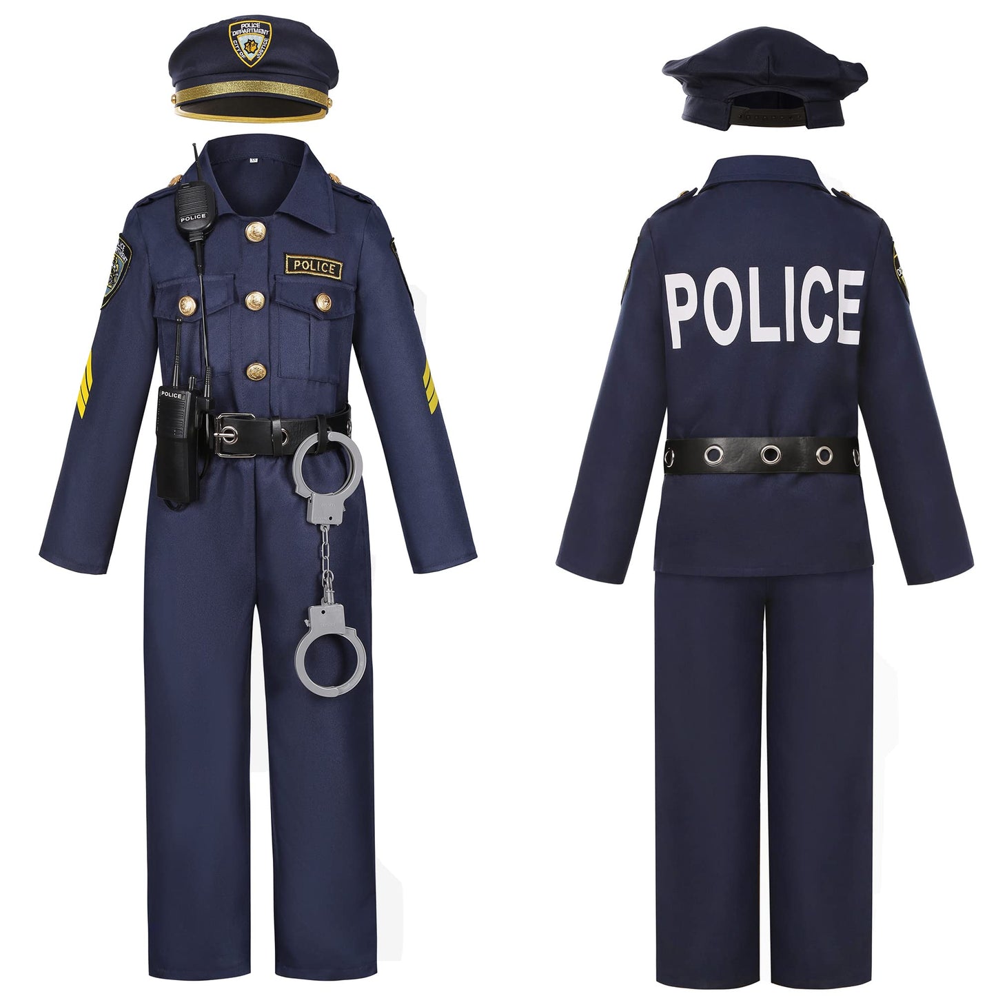 Ekoropshop Kids Police Officer Costume Set For Boys Cop Uniform Costume For Halloween Cosplay Party-L
