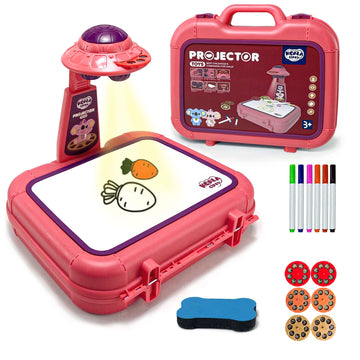 Drawing Projector Table For Kids, Handbag Design Painting Drawing Table Led Projector Childrens Toy Educational Early Learning Projection Drawing Table Sketch Doodle Board For Kids Boys Girls (Pink)