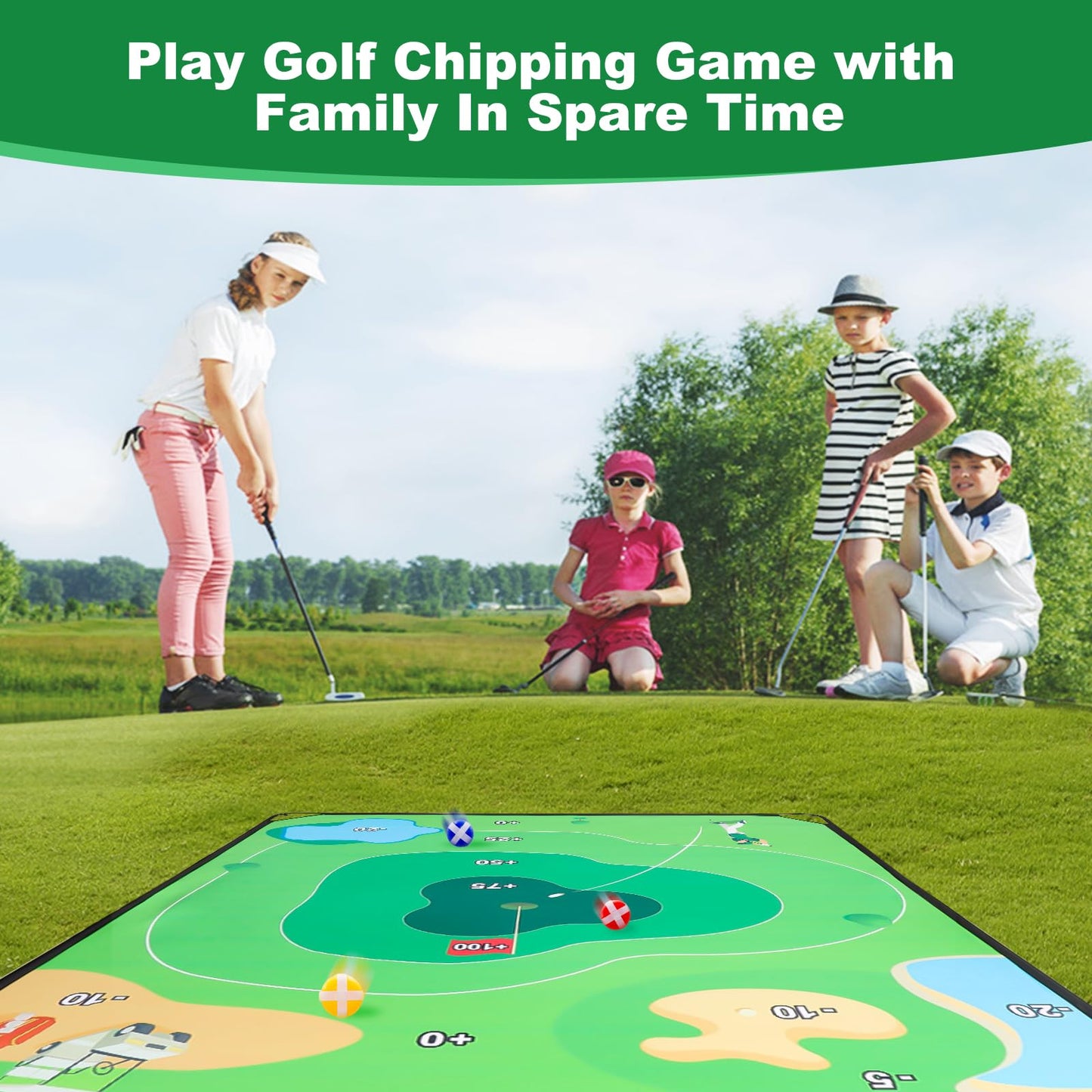 Sjehome Golf Chipping Game, 70''X70'' Play Outdoor Sticky Golf For Adults, Indoor Golf Practice For Family Yard Game (Chipping G