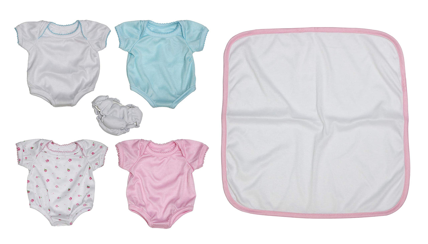 Jc Toys, For Keeps! La Newborn By Berenguer Outfit Gift Set For 15-17' Dolls – 6 Pcs For Children 2+, Pink, Blue