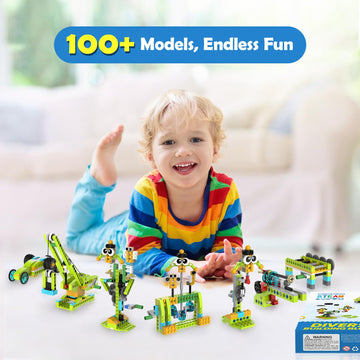 Makerzoid Building Robot Kit, 370+ Educational Diy Building Blocks, 100+ Models Stem Robot Toy For Kids Ages 6+, Birthday Christ