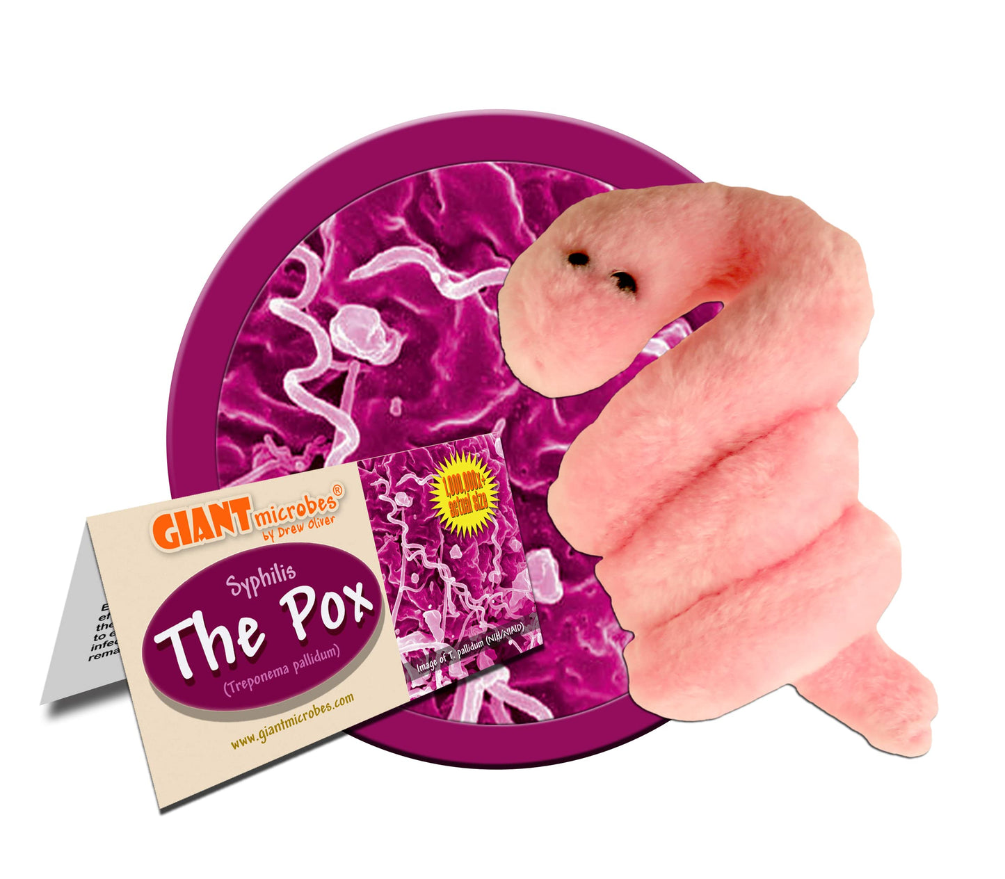 GIANTmicrobes Pox Plush - Pink Textile Medical Gift for Doctors & Nurses, One Size, Model 890242000216