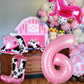 Kwuz Western Cowgirl Balloons Pink 6th Birthday Party Decorations, Retro Horse Cowgirl Hat Boot Balloons Girls Western Theme Rod