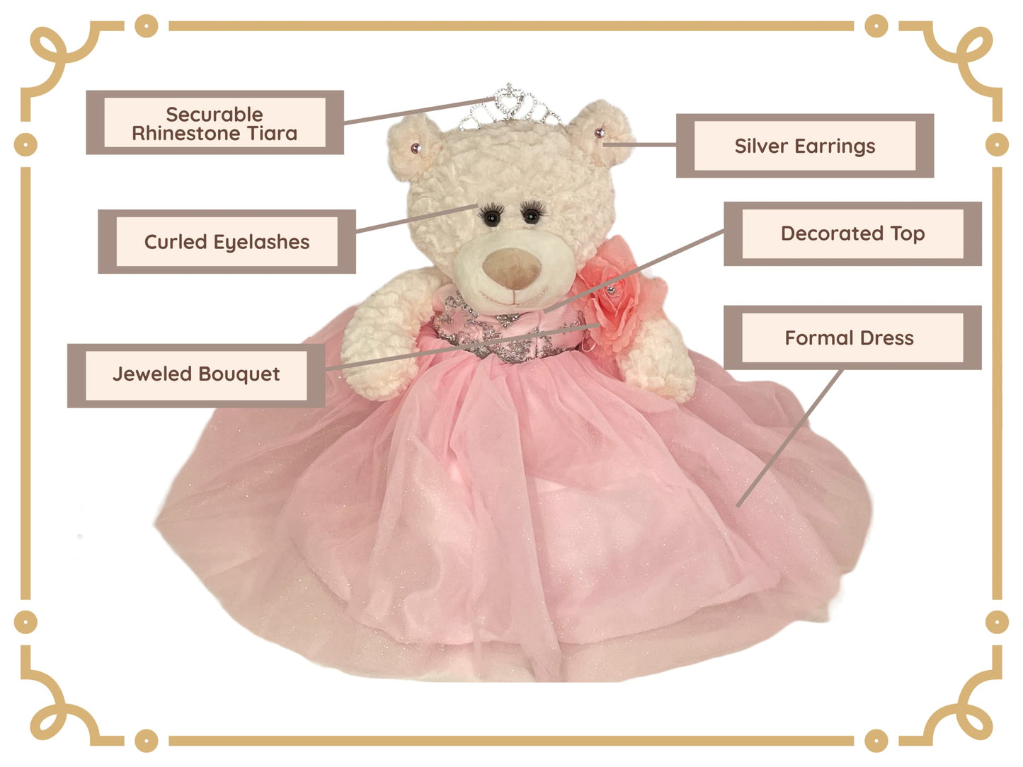 Kinnex Collections Since 1997 20' Quince Anos Quinceanera Last Doll Teddy Bear With Dress (Centerpiece) ~ Arc16831-3 (Pink)
