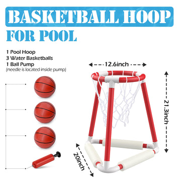 Ropodalife Pool Basketball Hoop - Floating Basketball Set For Fun Indoor Outdoor Play, Pool Games For Kids And Adults