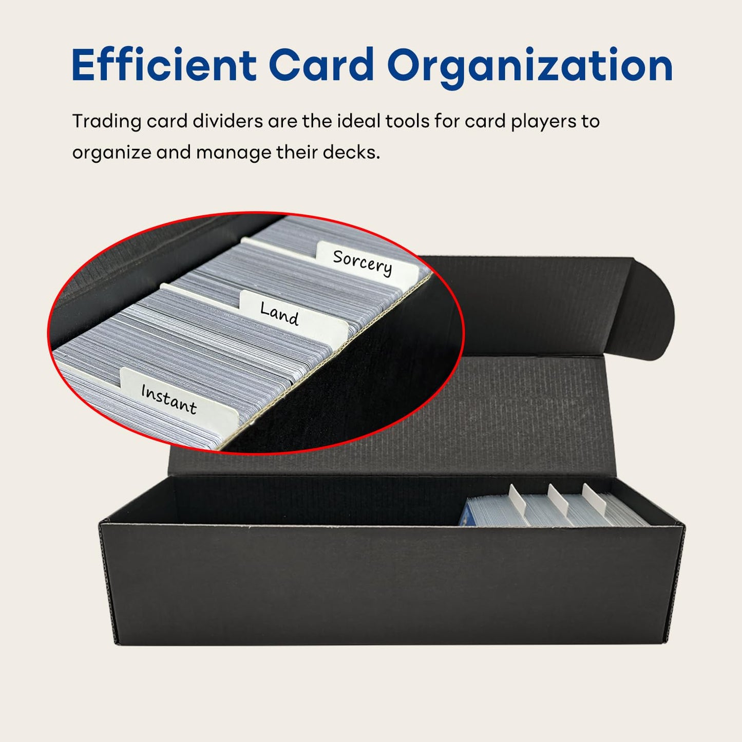 Fageverld Trading Card Storage Box, Cardboard Card Boxes With Dividers For Tcg/Mtg/Magic/Baseball/Sports Cards Collection, Black