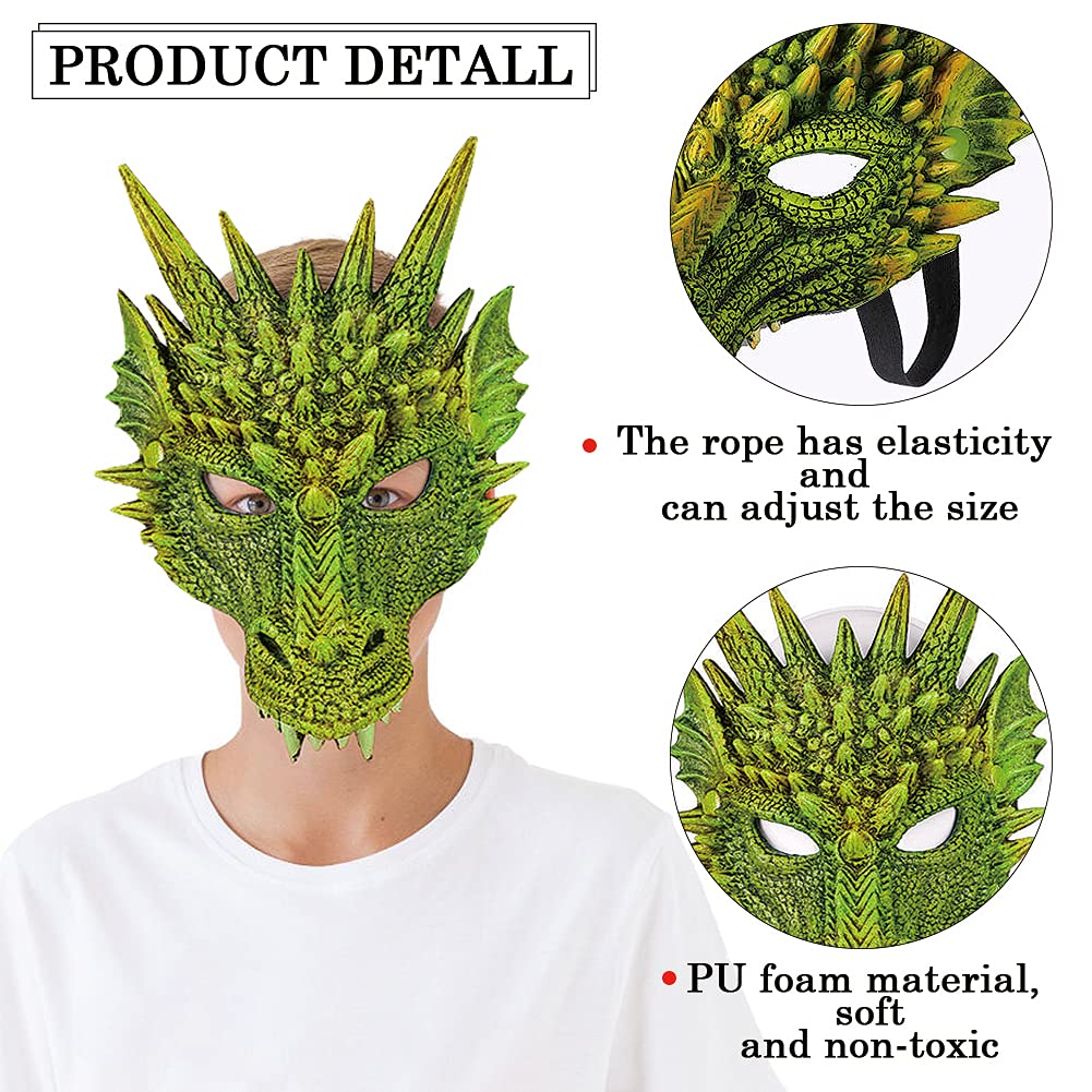 Darlion Dragon Wings Costume Children'S Props Cosplay Wing Dinosaur Tail Mask Set For Kids (Green)