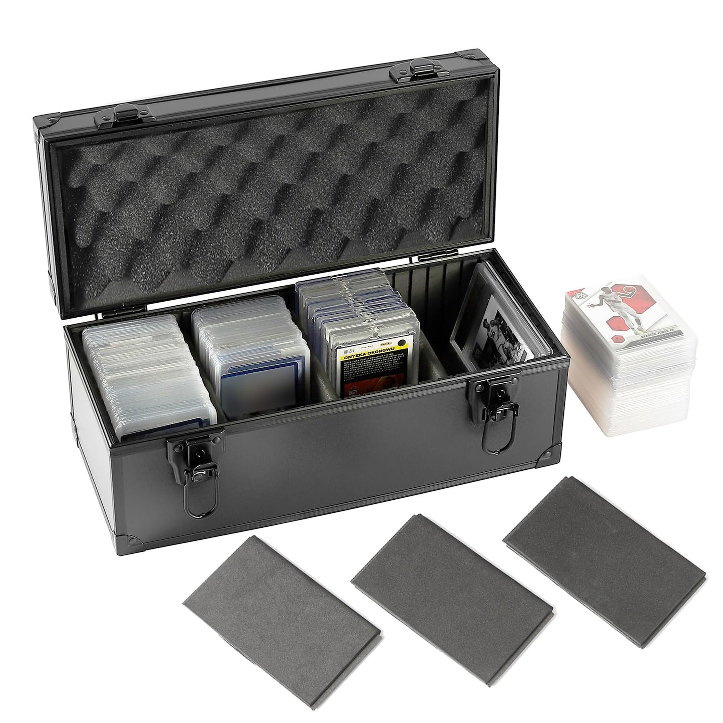 Azamou Toploaders Storage Box Fits 3'' X 4'' 35Pt Rigid Card,Trading Cards, Sports Cards,Graded Card , With3 Sponge Partition (H