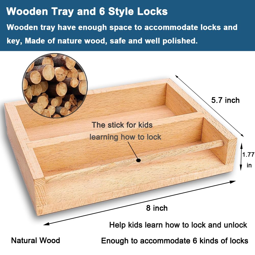Inslat Montessori Lock And Key Toy Set For Toddlers, Montessori Educational Stem Lock Toys Matching Games Lock Set With Wooden Tray For 3 4 5 Year Old Kids