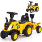 Costzon Kids Ride on Tractor, 2-in-1 Licensed Caterpillar Ride on Push Car w/Detachable Trailer, Horn, LED Lights, Rake & Shovel