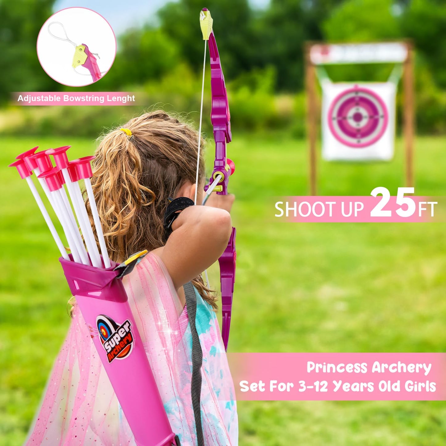 Bow And Arrow For Kids, Led Light Up Archery Set With Princess Cape And Crown, 10 Suction Cup Arrows, Target & Quivers, Outdoor Toy For Girls Aged 3-8, Birthday Gifts Toys For 4 5 6 7 8 Year Old