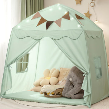 Extra Large Toddler Bed Tent & Kids Play Tent Bed Tent With Flags & Star Lights, Portable & Foldable Teepee, Bed Canopy For Boys