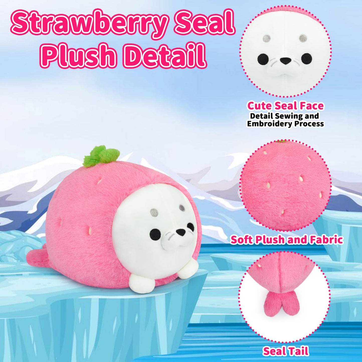 Hkojewp Cute Seal Plush Pillow, Soft 13" Cotton Stuffed Animal Toy in Seal Color for Kids and Girlfriend