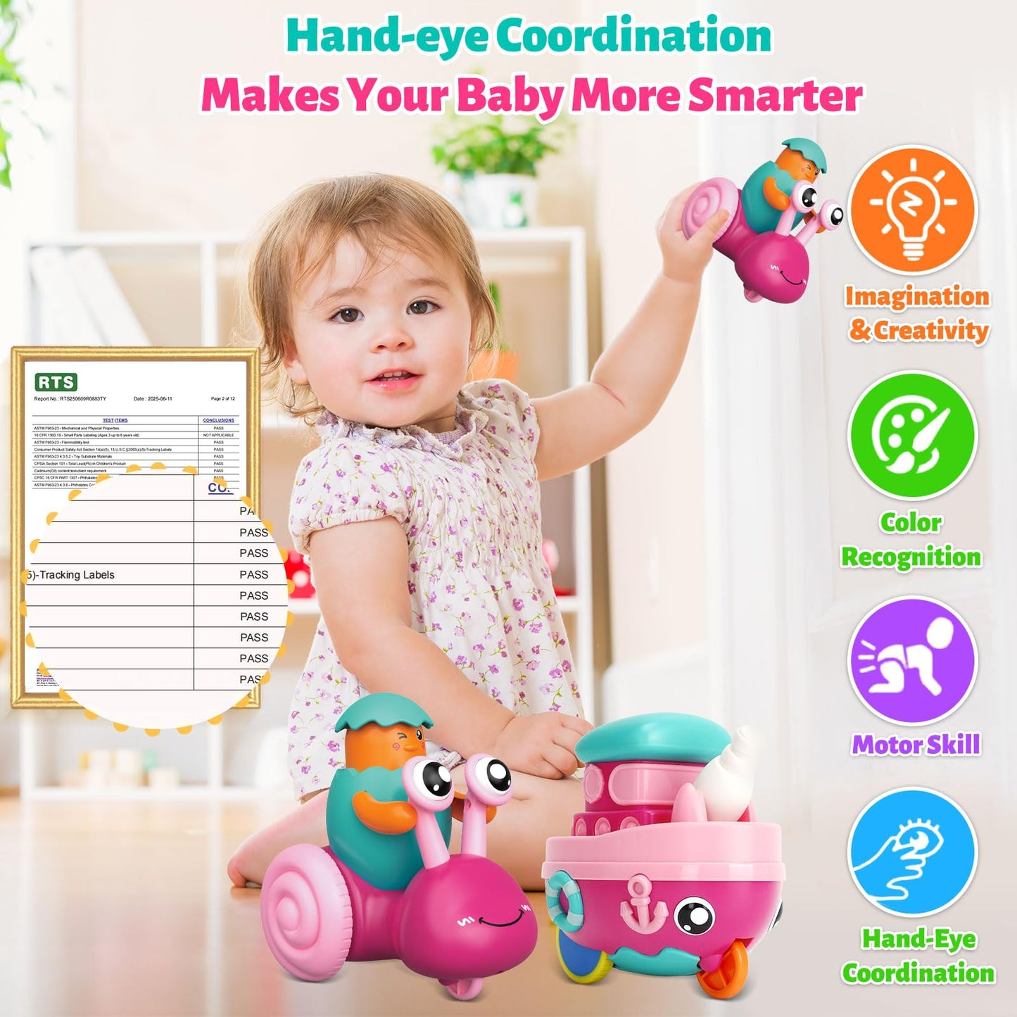 Toddler Girl Toys 1-2 Press to Go Car Toys for 1 Year Old Girls Push Go Toy Car for Toddlers 1-3 Learning Baby toy 6-9-12-18 Months Infant Play Vehicle Set Baby Christmas First Birthday Gifts Ages 1-2