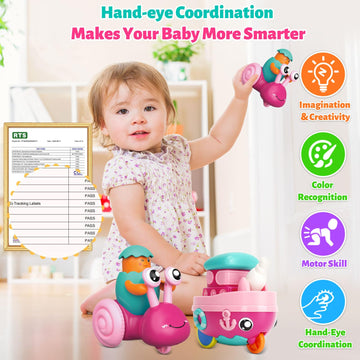 Toddler Girl Toys 1-2 Press to Go Car Toys for 1 Year Old Girls Push Go Toy Car for Toddlers 1-3 Learning Baby toy 6-9-12-18 Months Infant Play Vehicle Set Baby Christmas First Birthday Gifts Ages 1-2
