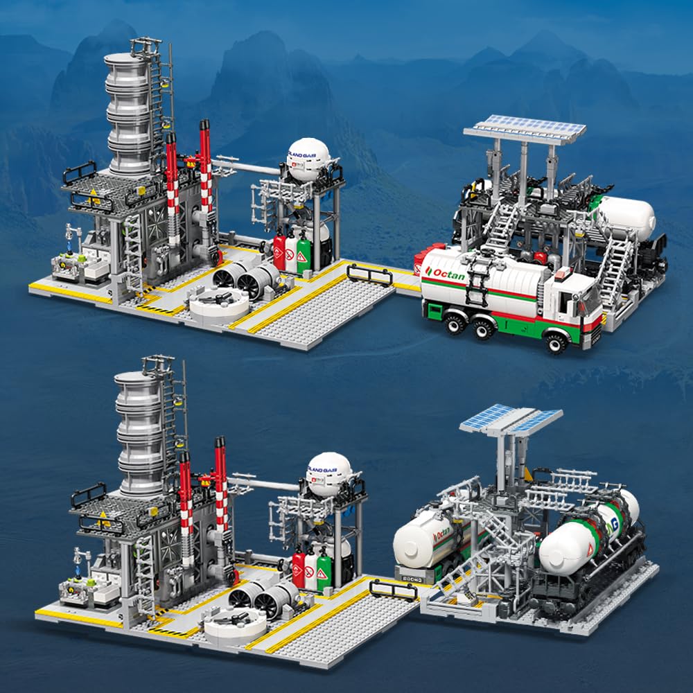 Misini Architecture M6014 City Chemical Plant Building Set, Contains: Gas Transportation Station, Storage Center, Laboratory, Co