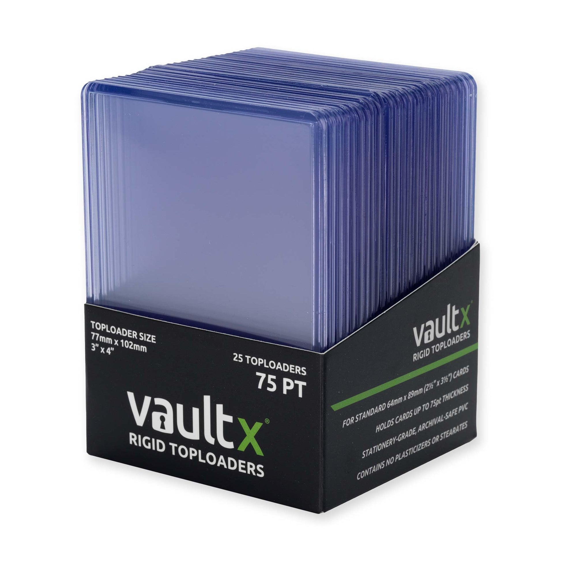 Vault X Toploaders 75pt  Trading Cards  enhanced Extra Thick  3 x 4 Seamless Rigid Card Holders  Hard Sleeves  Clear Protection for Collectible Card Games  Sports  TCG (25 Pack)
