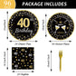 96 Pcs 40Th Birthday Plates And Napkins Party Supplies Black Gold Happy Forty Theme Tableware Set 40Th Birthday Decorations Favo