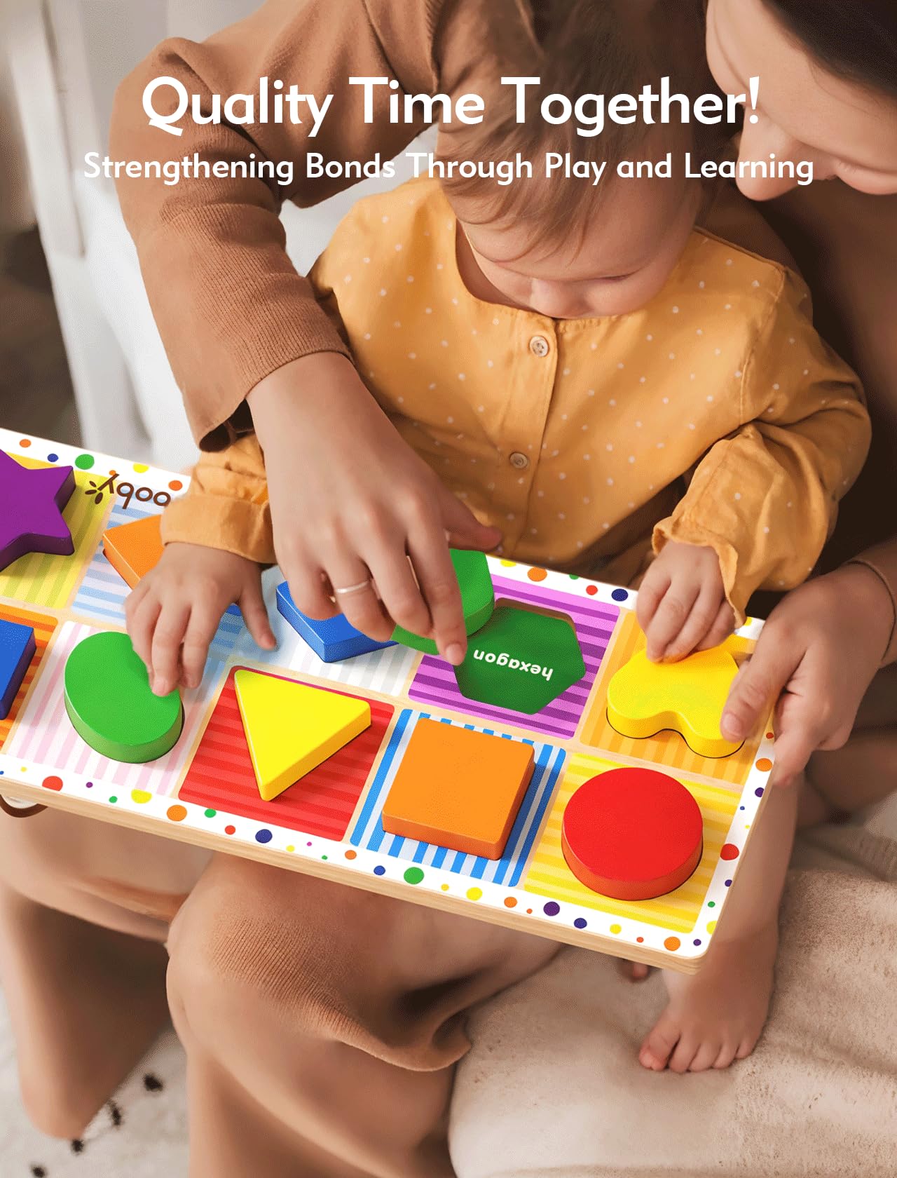 Boby Shapes Wooden Chunky Puzzle (10 Pcs) - Wooden Puzzles For Toddlers, Animal Puzzles For Kids Ages 2+