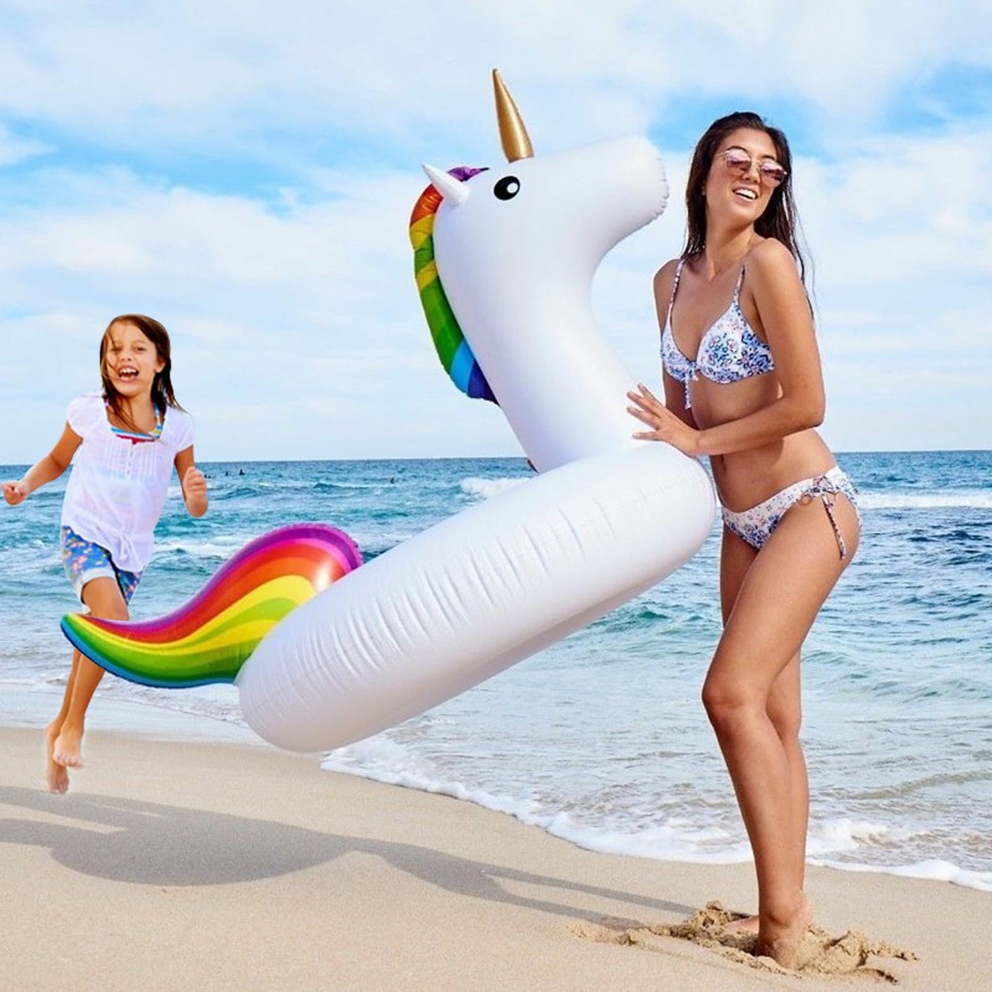 Turnmeon 79' Giant Inflatable Pool Float Party Toys With Sturdy Handles, Summer Beach Floaties Swimming Pool Inflatables Ride-On Pool Toys Raft Lounge For Adults Kids Teens (Flamingo And Unicorn)