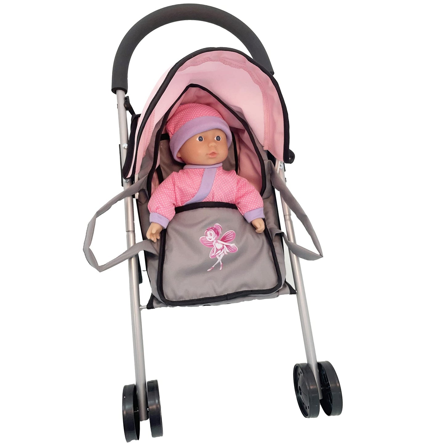 Dimian Bambolina: Doll Buggy Set - Includes 11.5 (29cm) Soft Doll & Carrier Cot, Kids Pretend Play, Ages 3+