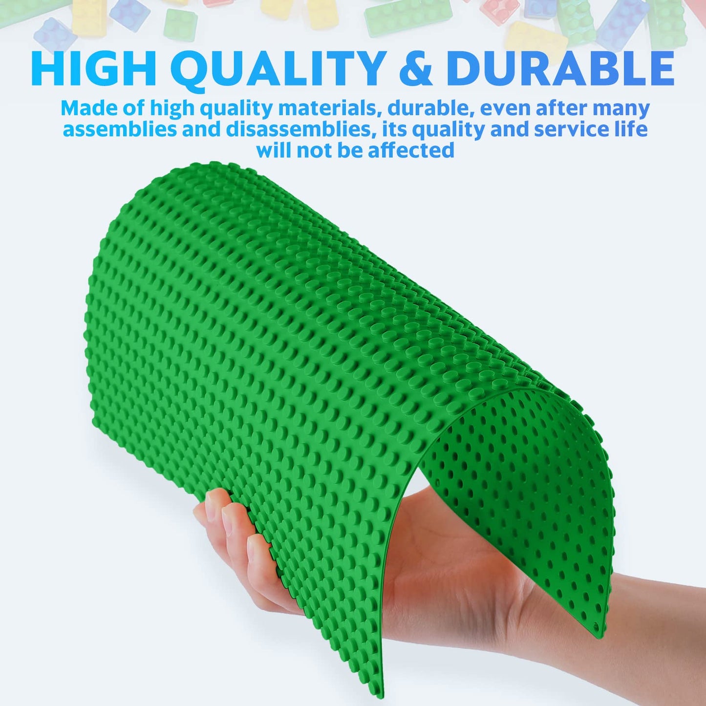 Pokiiulk Classic Building Plates - 10 Large 10"x10" Green Plastic Baseplates, Compatible with Major Brands, STEM Gift for Ages 3+