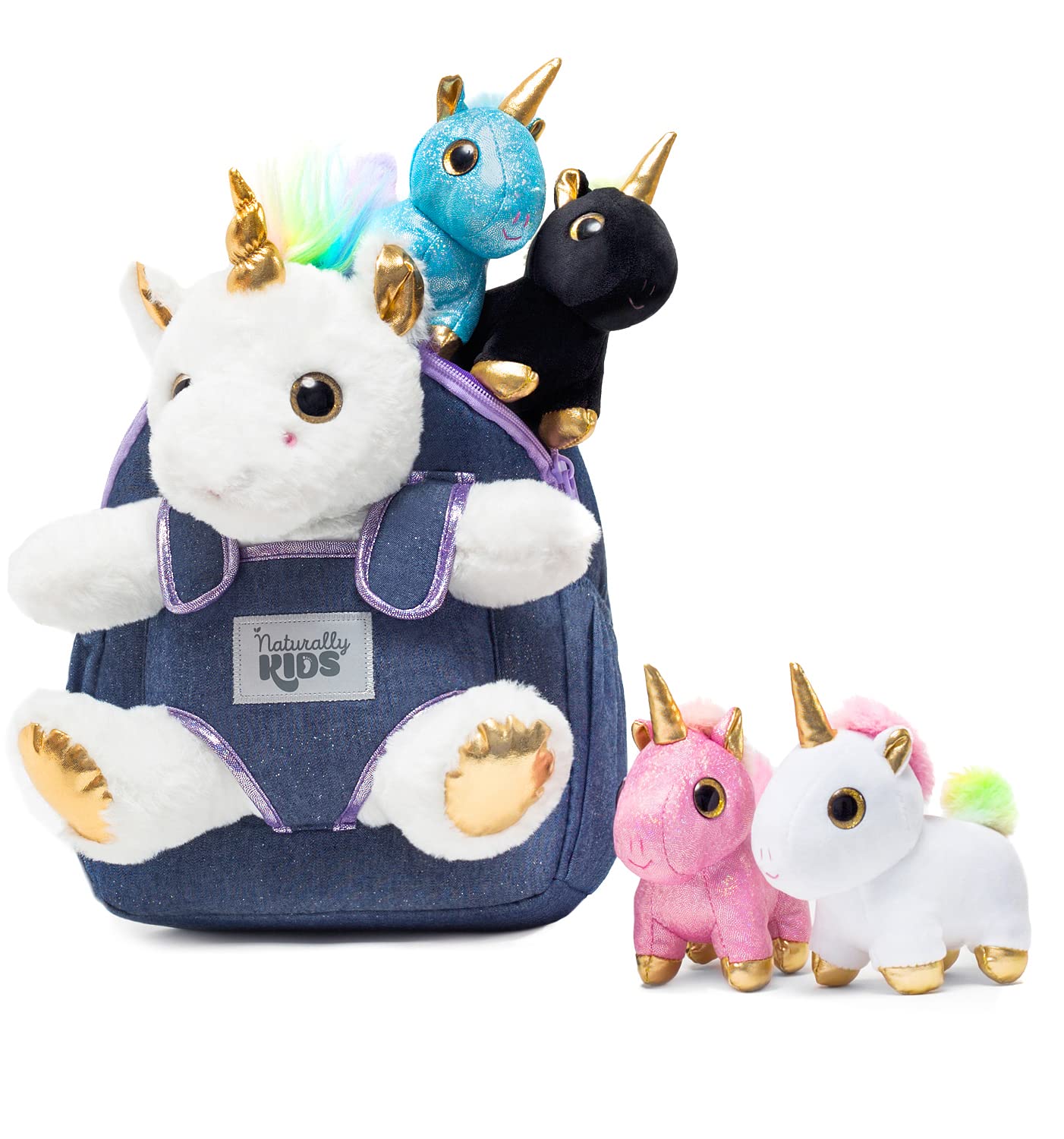 Naturally KIDS Toddler Unicorn Backpack w Plush Unicorn Toys, Gifts for 2-5 Year Old Girls, Toddler Backpack